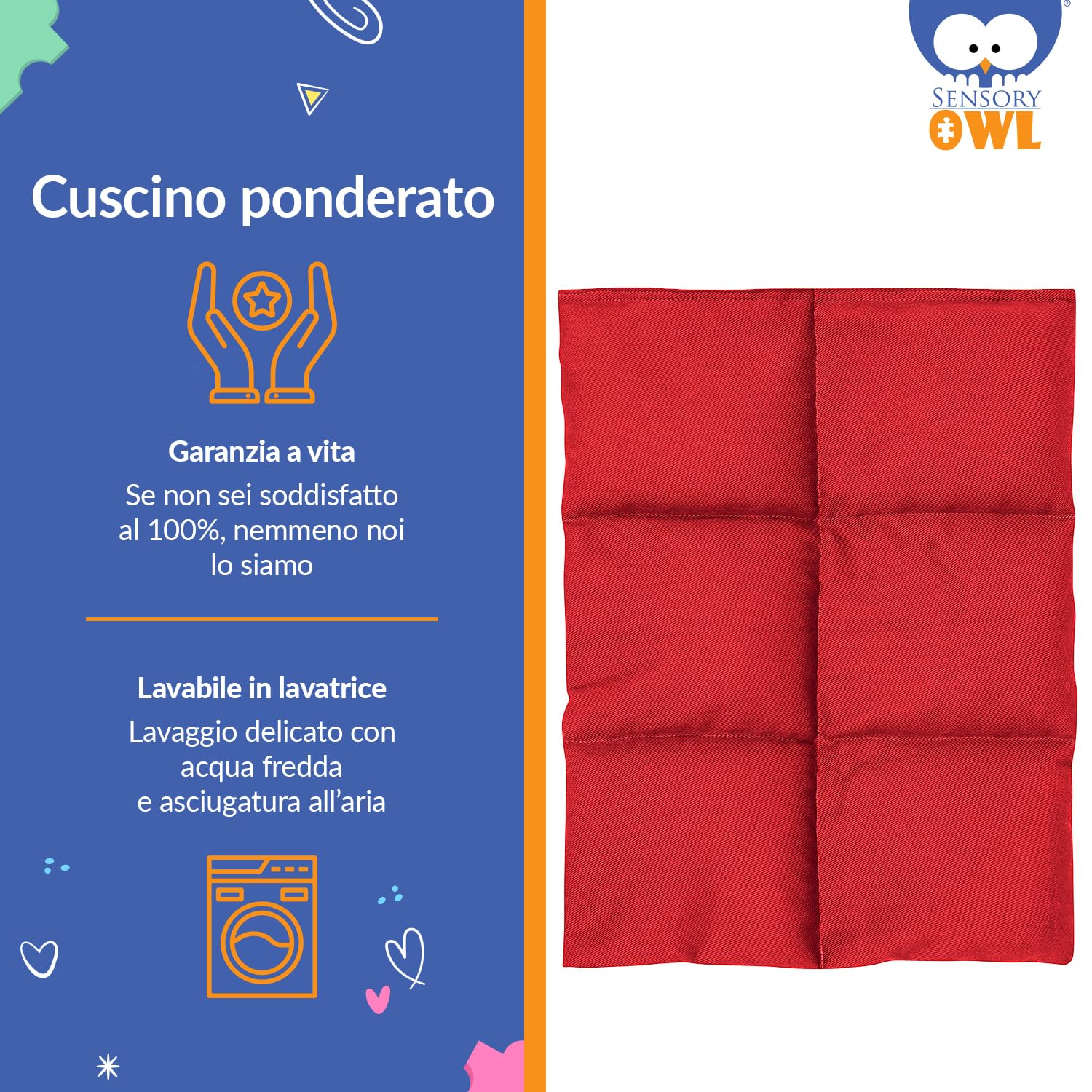 Cuscino Ponderato Per Ginocchia Cuscino Con Peso Sensoriale Terapeutico In Cotone Sollievo Dallo Stress 30 x 40 cm 4 kg Rosso