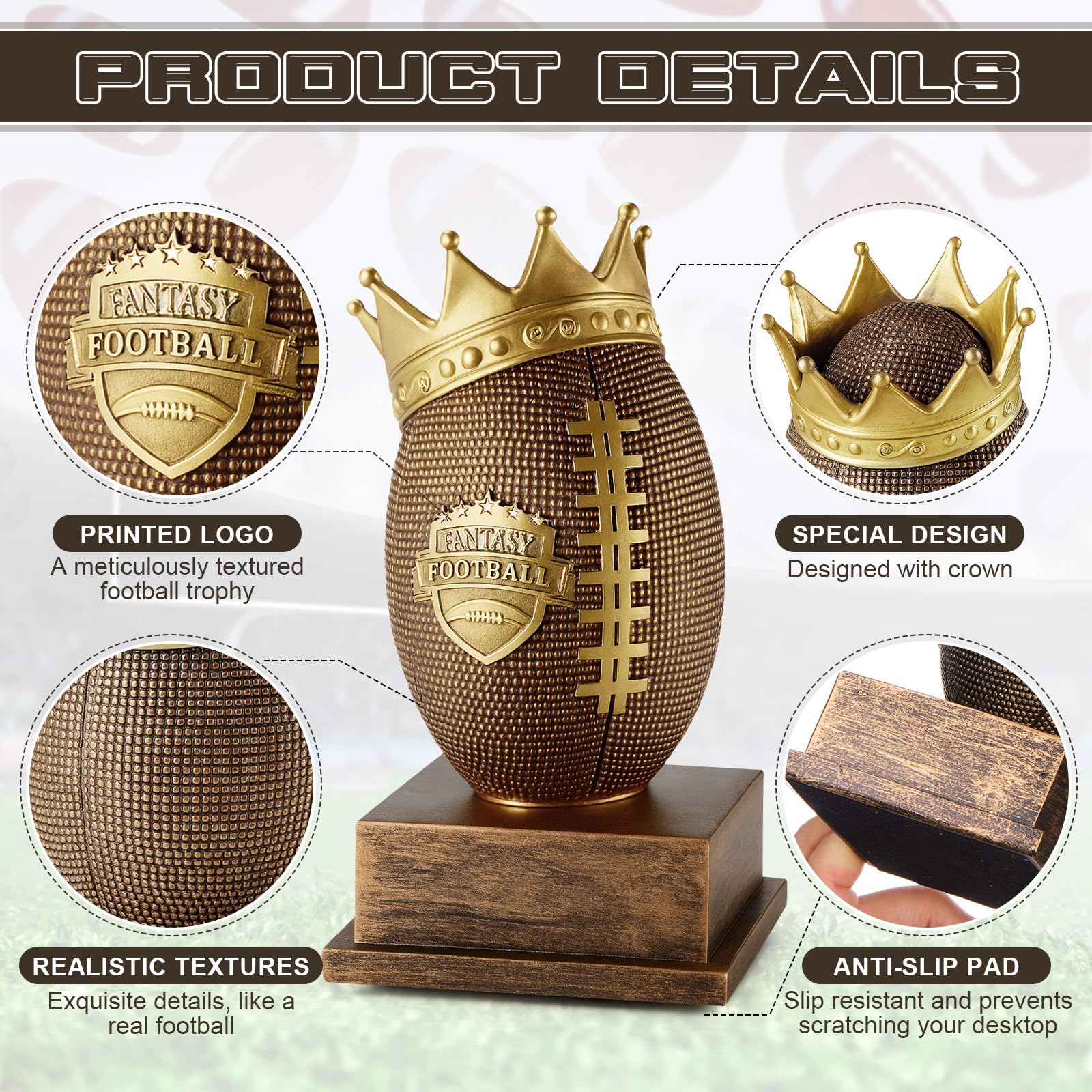 Quelay Trofeo alto campione di calcio King per calcio Sport Trofeo Partecipazione Vincitore Regalo Goalpost Award