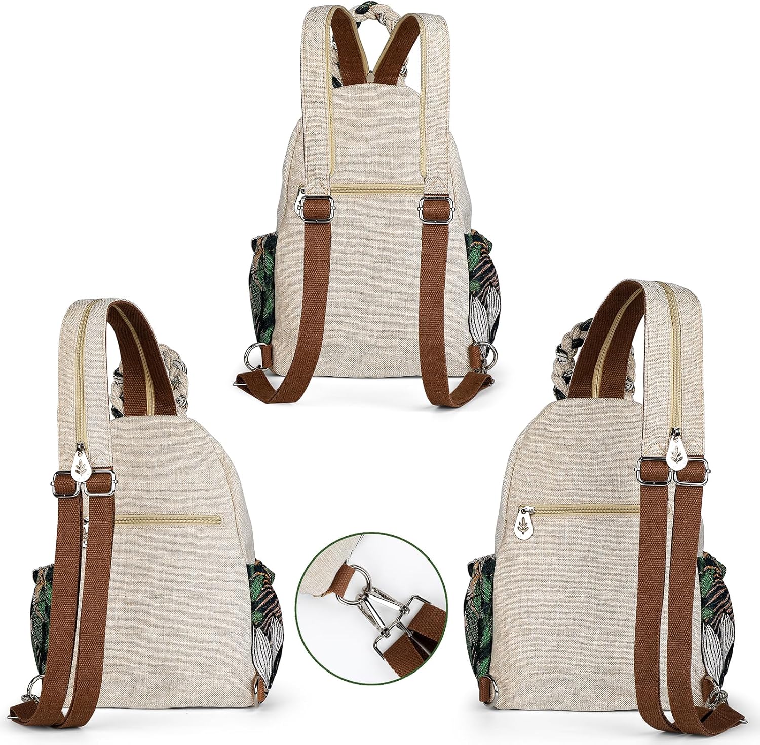 Ladys Convertible Sling Bag, Hand Craft Artisan Purse, Beautiful Canvas Premium Casual Day Mini Backpack for Women (Panda) - Image 4