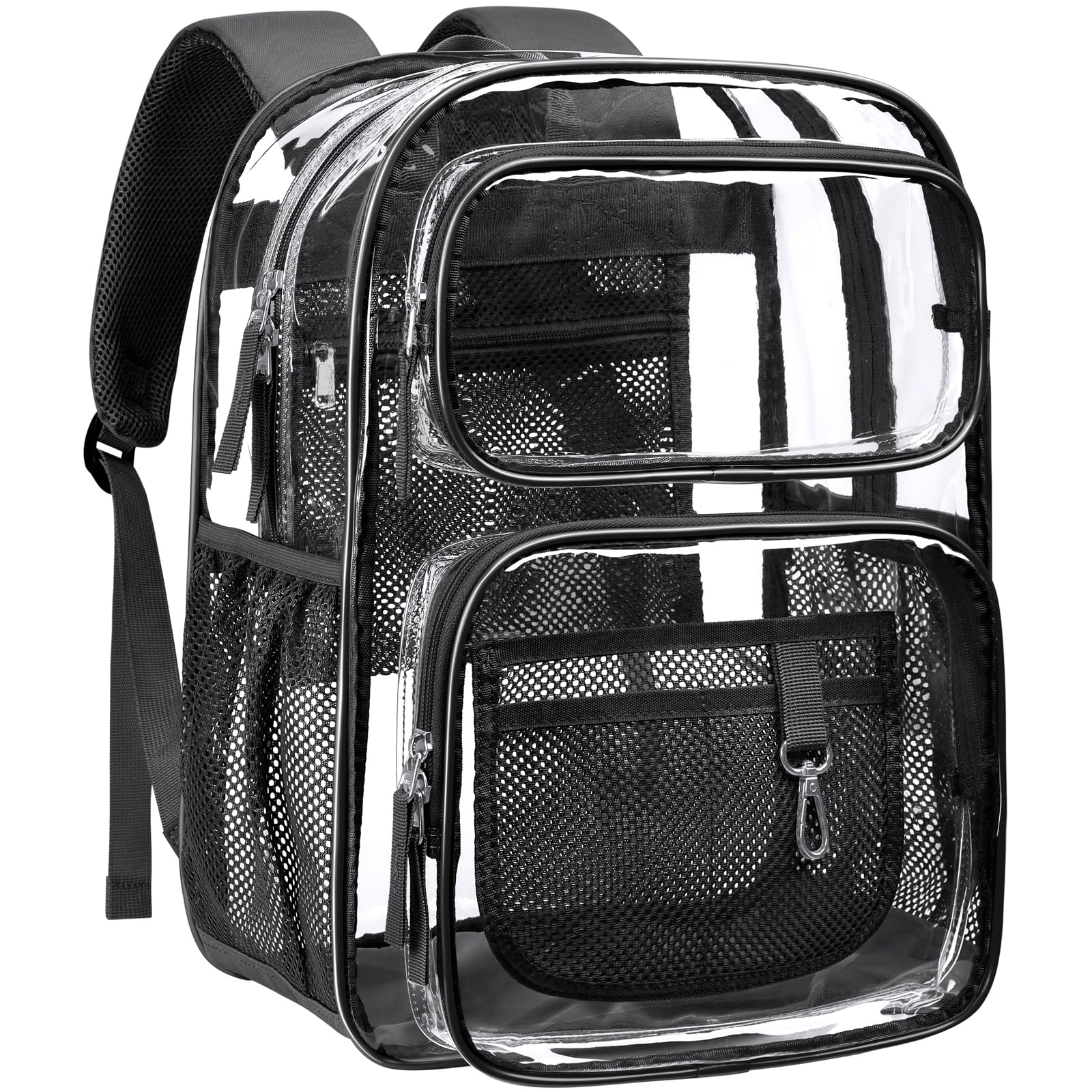 PACKISM Clear Backpack for School - 17 inch Large Heavy Duty Bookbag, Reinforced See Through PVC Transparent Backpack