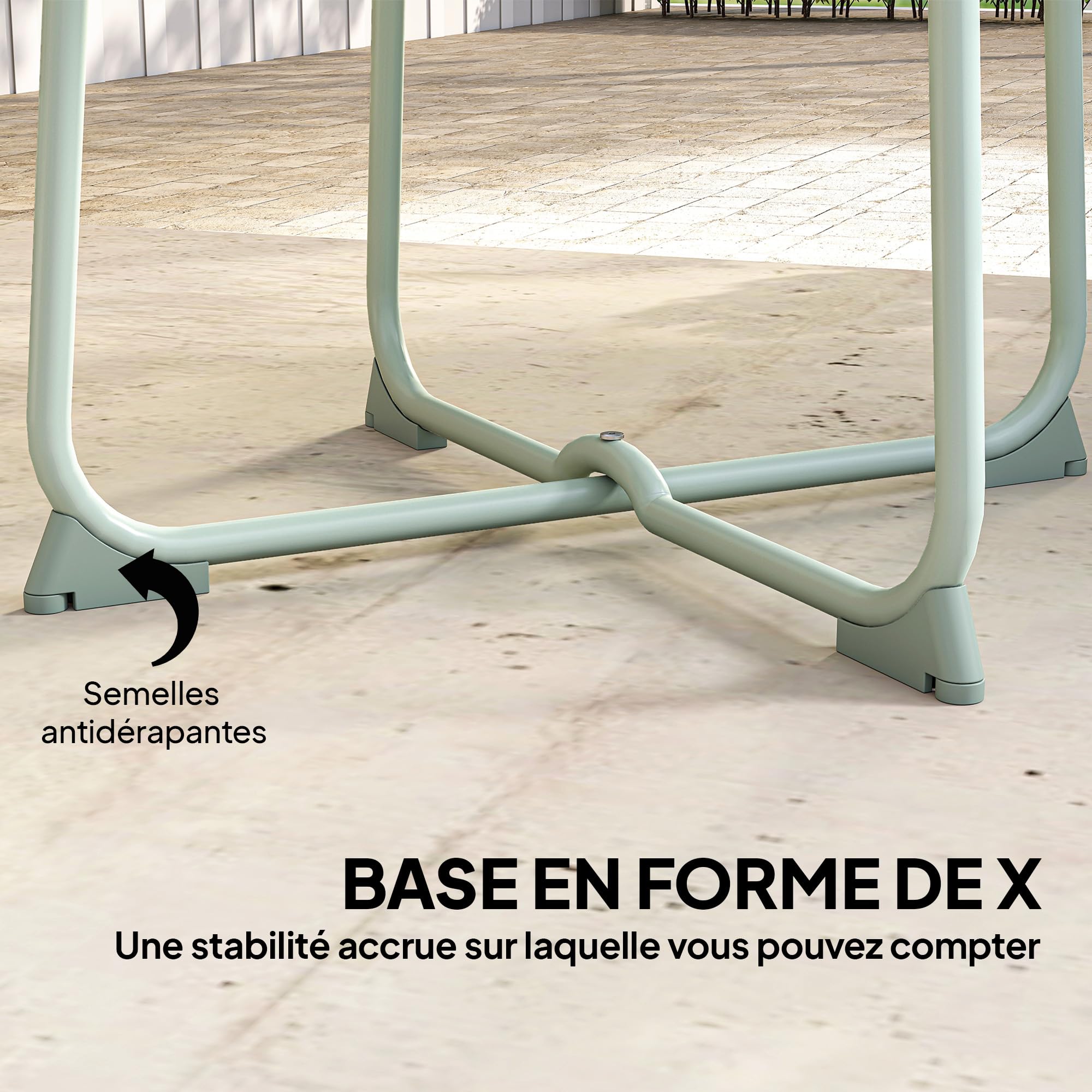 Outsunny Table Basse extérieure pour 2 Personnes, Table de Jardin Ronde Base en X, Structure en métal, pour Balcon, Patio, terrasse, Ø 50 x 45,5 cm, Vert foncé
