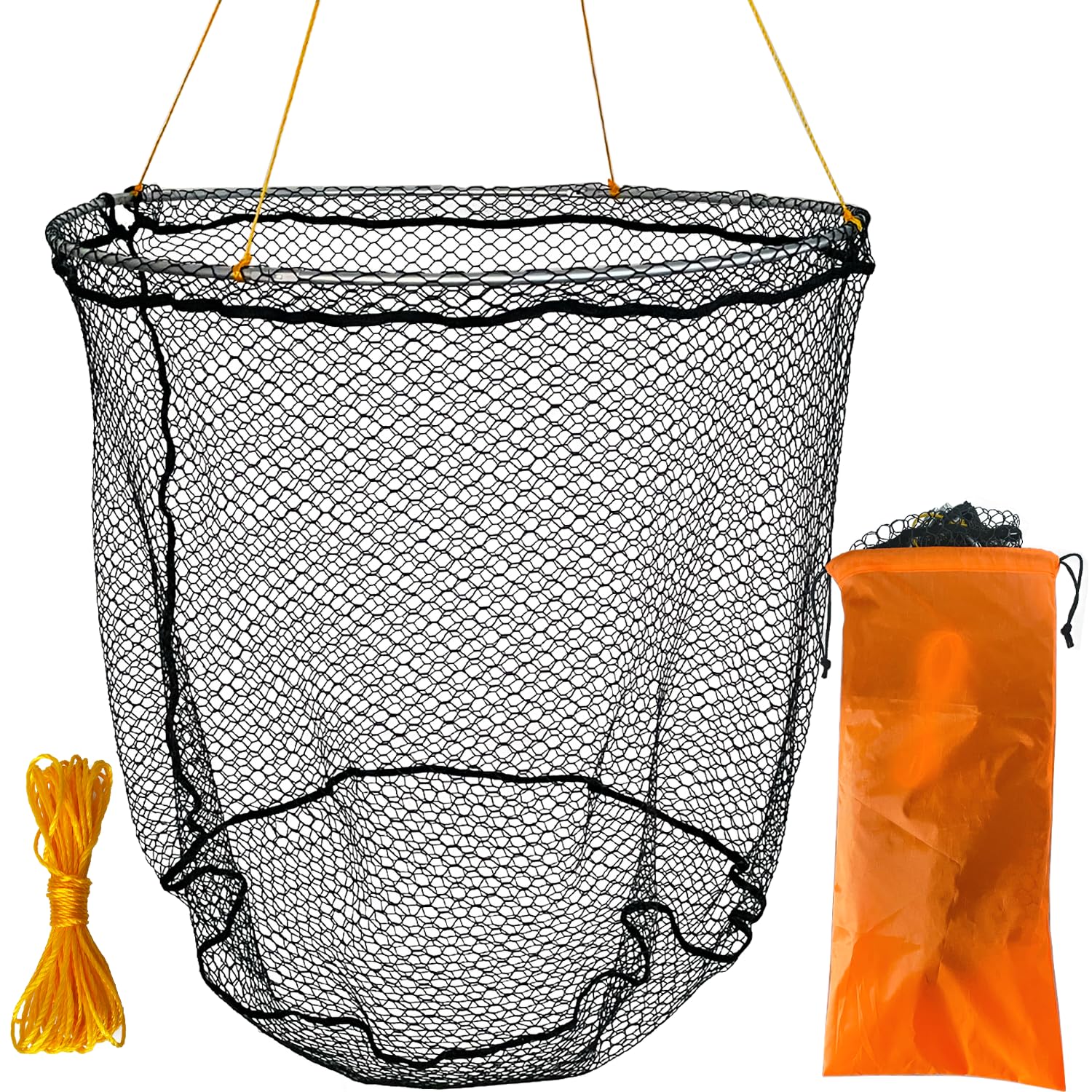 PRO FISHING 落としタモ 80*80cm 釣り 網 バッグ付き ランディングネット タモ網 大型 収納 玉網 たも網 15m