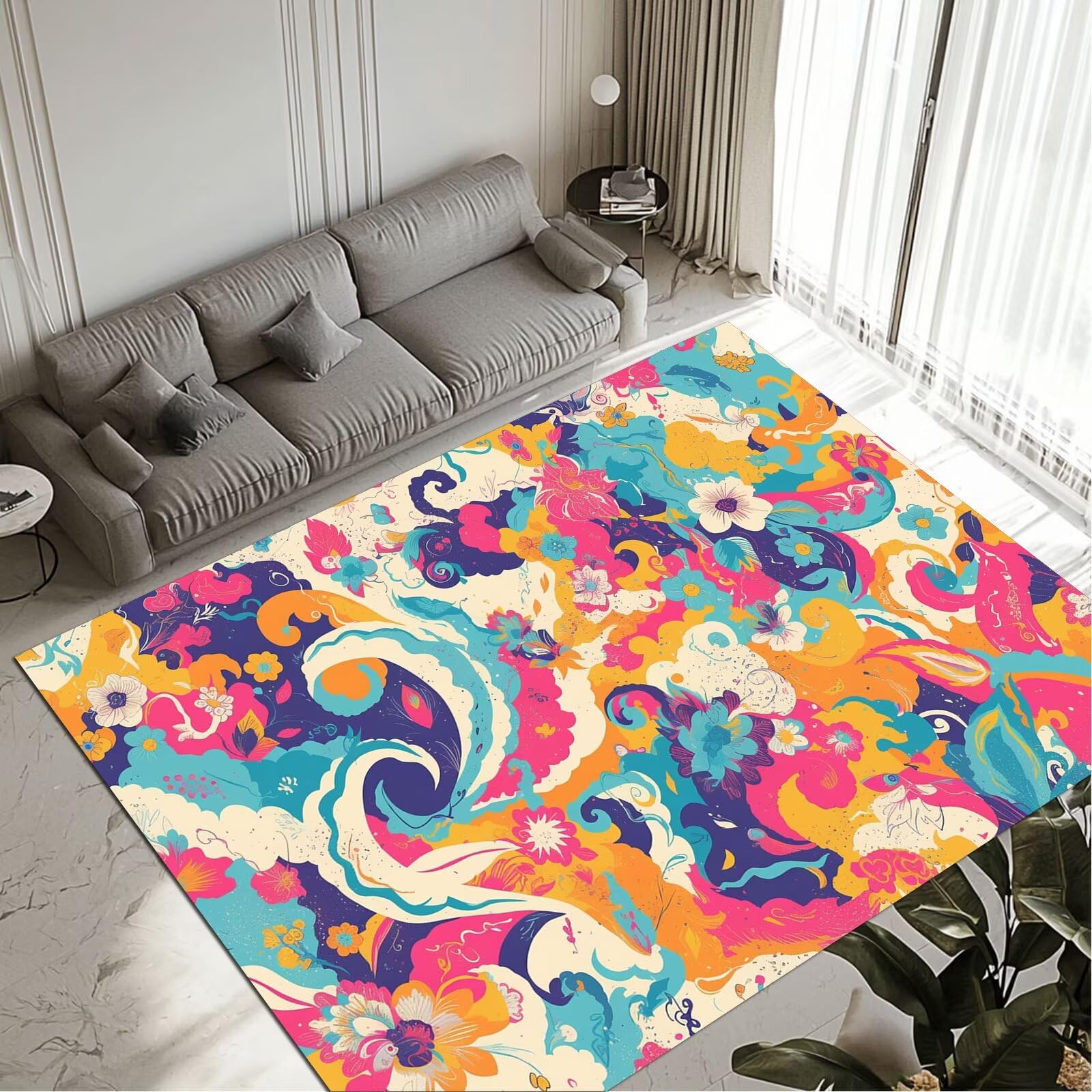 Tapis colourful grand tapis salon chambre adulte 160x230cm décoration intérieure