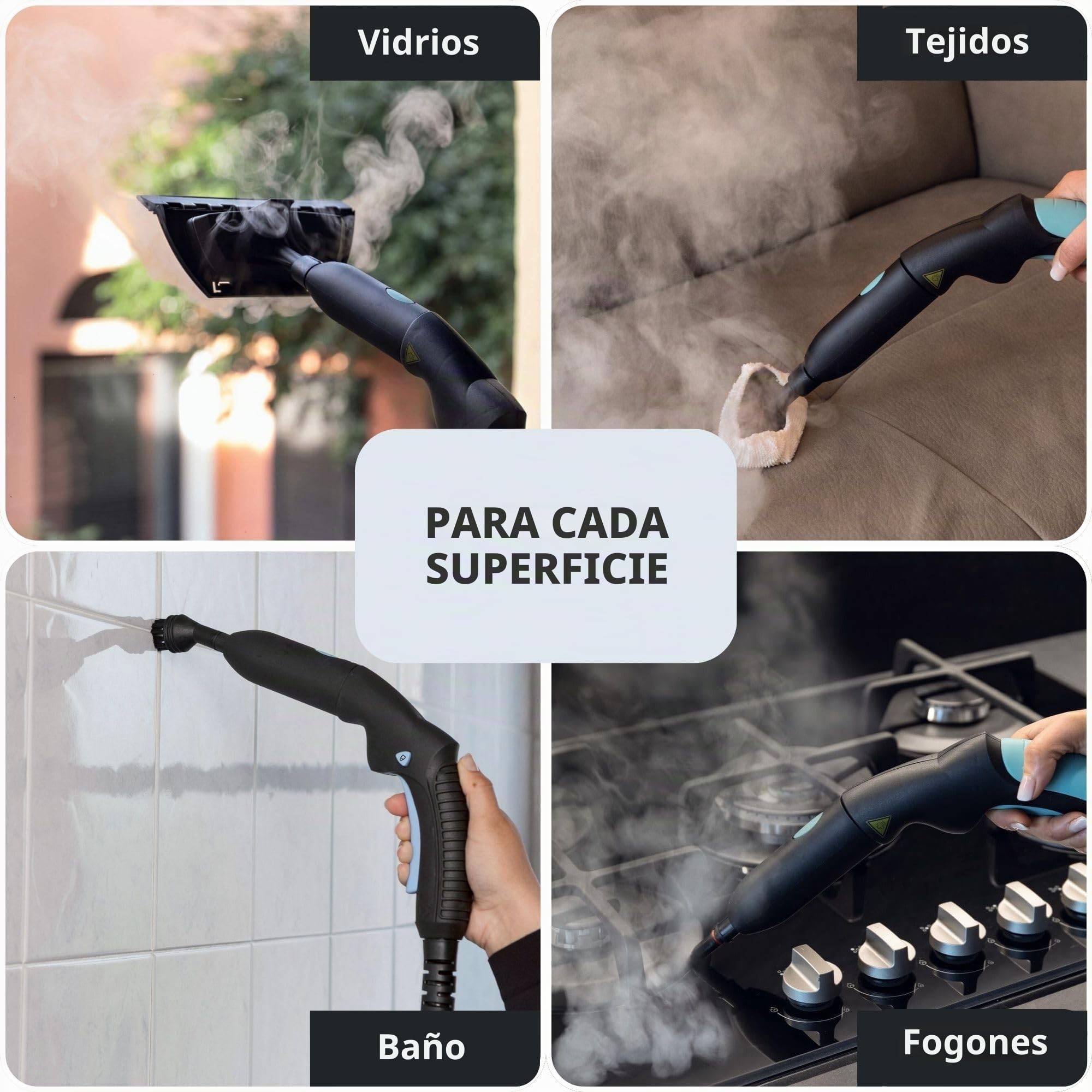 Ariete Limpiador a vapor 4145 XVapor Comfort, mata el 99,9% de gérmenes y bacterias, juego de accesorios, vapor continuo 1500 W, 5 bar, azul