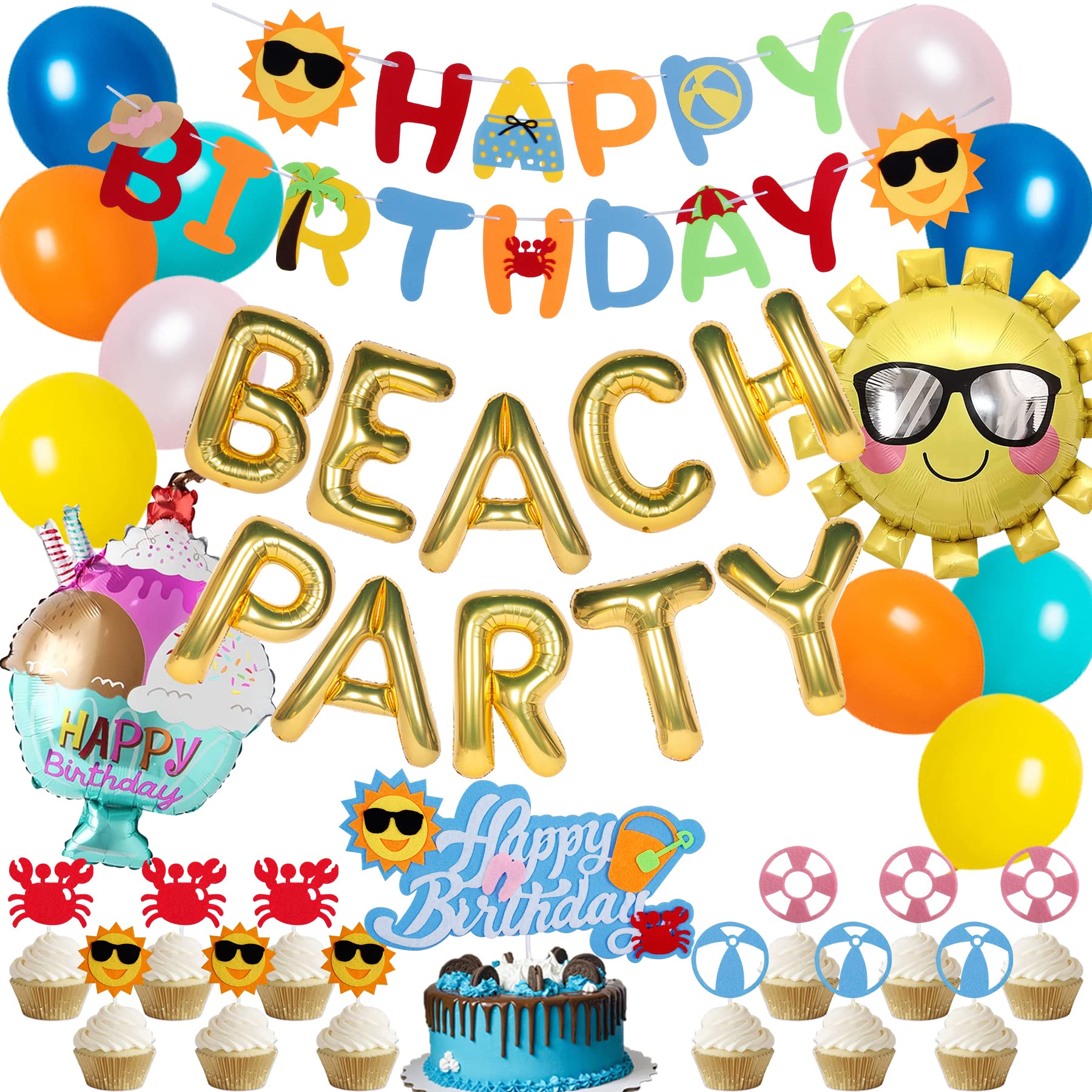 60-teilige Sommer-Party-Dekoration Mit Wirbeln & Bannern – Perfekt Für Pool, Strand & Geburtstag