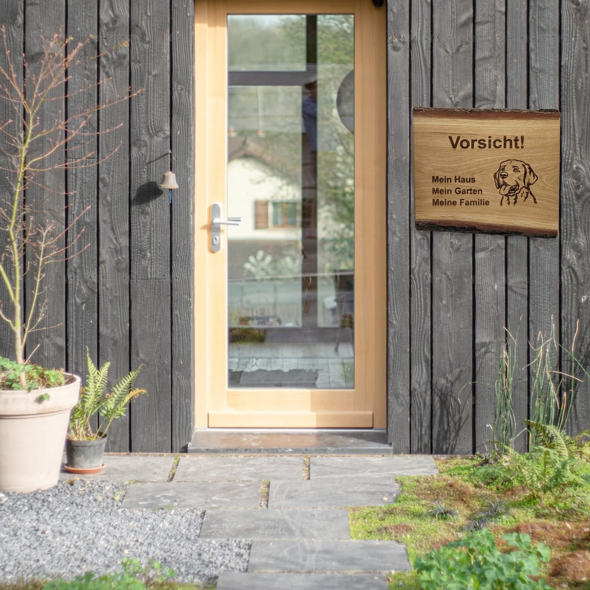 Warnschild Vorsicht Labrador Schild Hundeschild Haus Garten Familie Holz 30x27cm