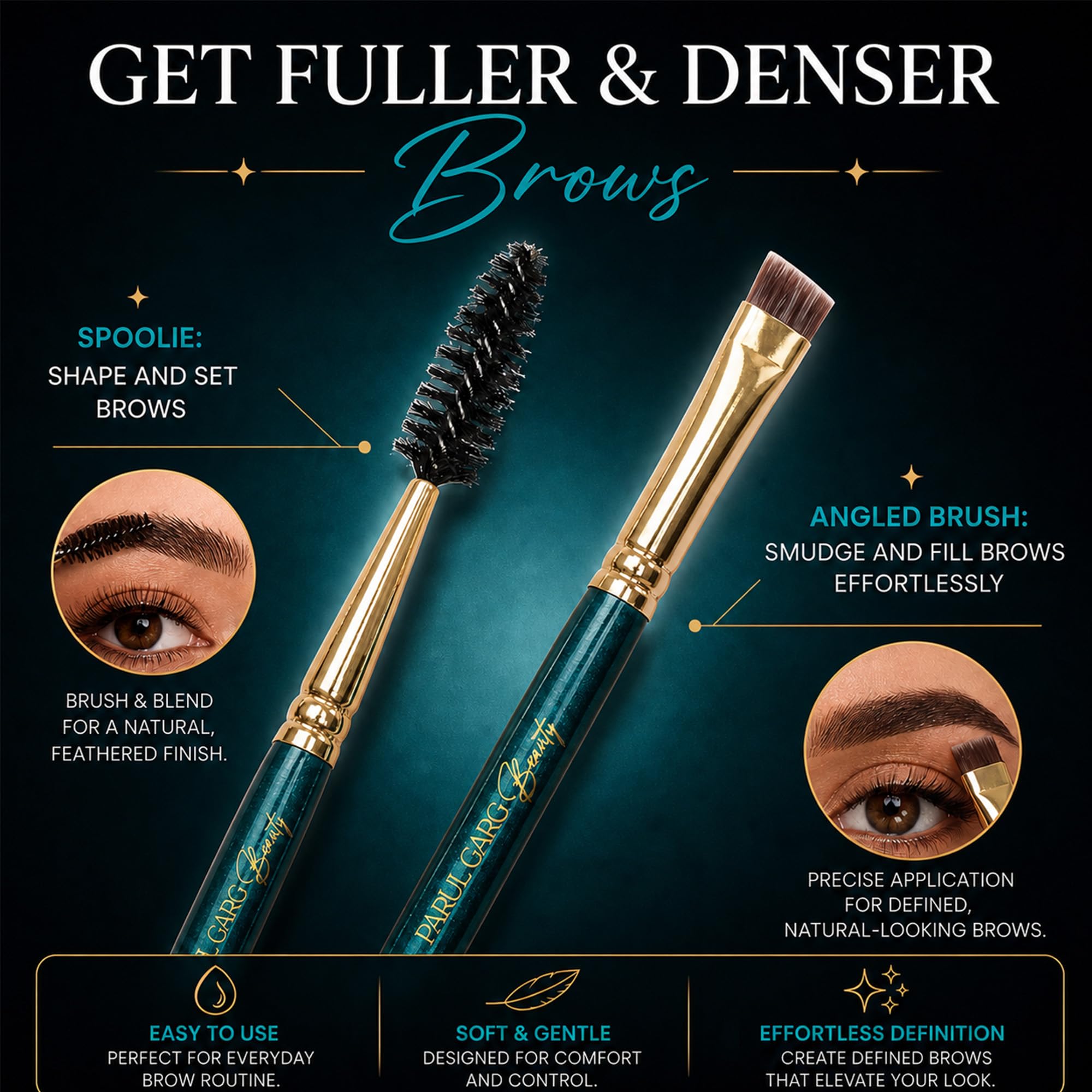 Parul Garg Beauty Signature Essential Kajal & Eyebrow Pack β 3-in-1 Long-Stay Kajal, Eyebrow Definer, Eye Brush & Shadow | Smudge-Proof & Blendable | No Smudging | Vegan & Clean Beauty | Classic - Black 3