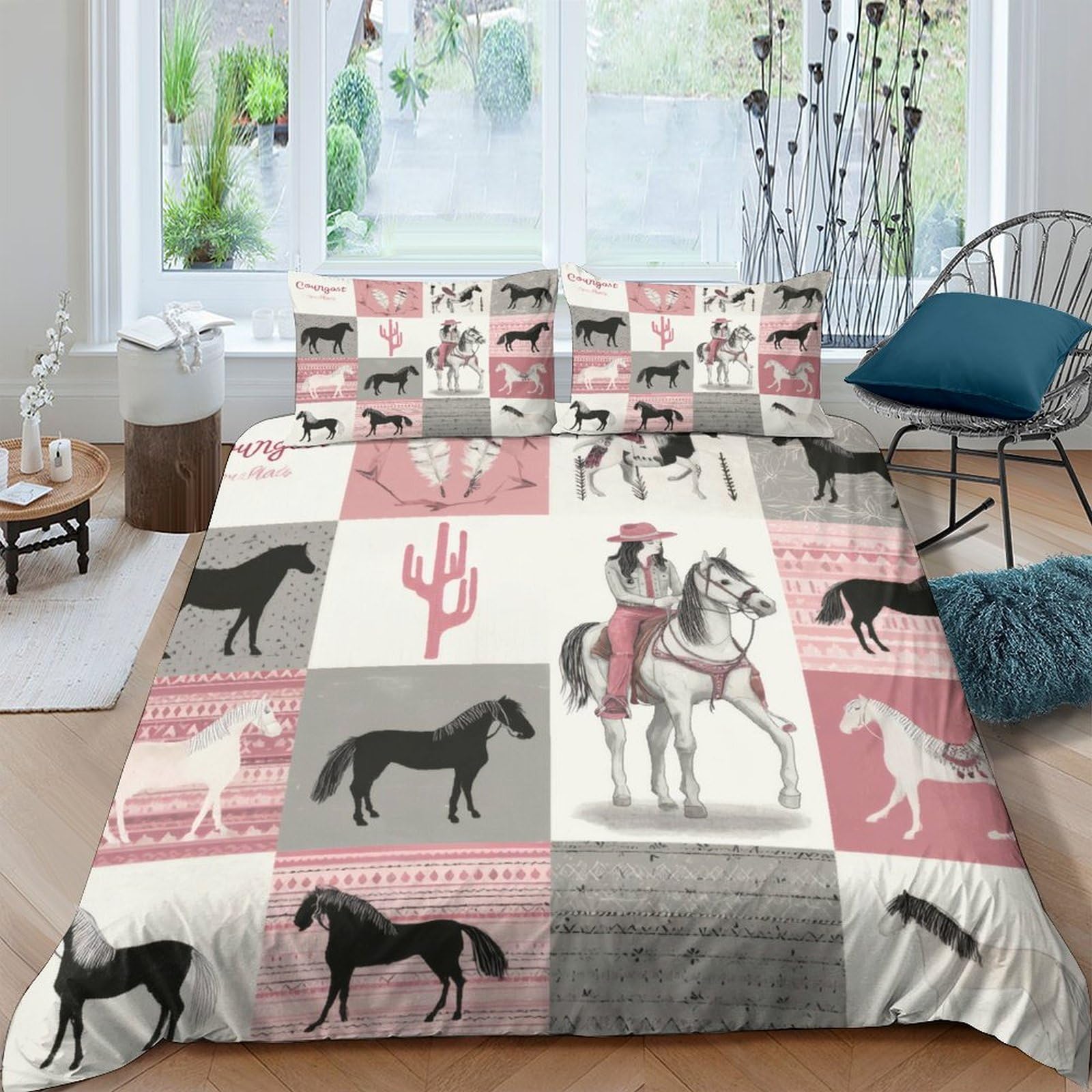 Ctjqhvkz Style-7 3D Printed Western Cowboy Fitted Sheet Microfiber Horse Cactus Bed Cover For Bedroom Dorm Mattress Protection Decor Single（135X200cm）