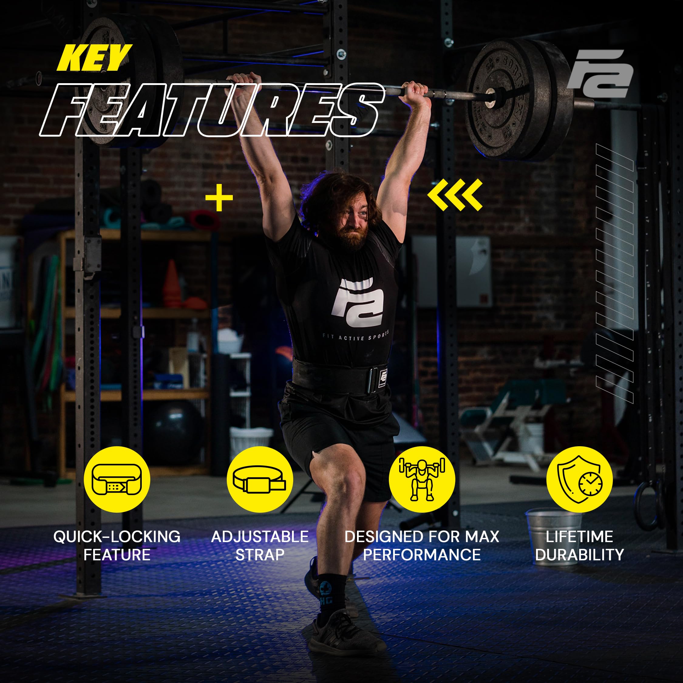 Fit Active Sports Samoblokujący pas do podnoszenia ciężarów (L, czarny)