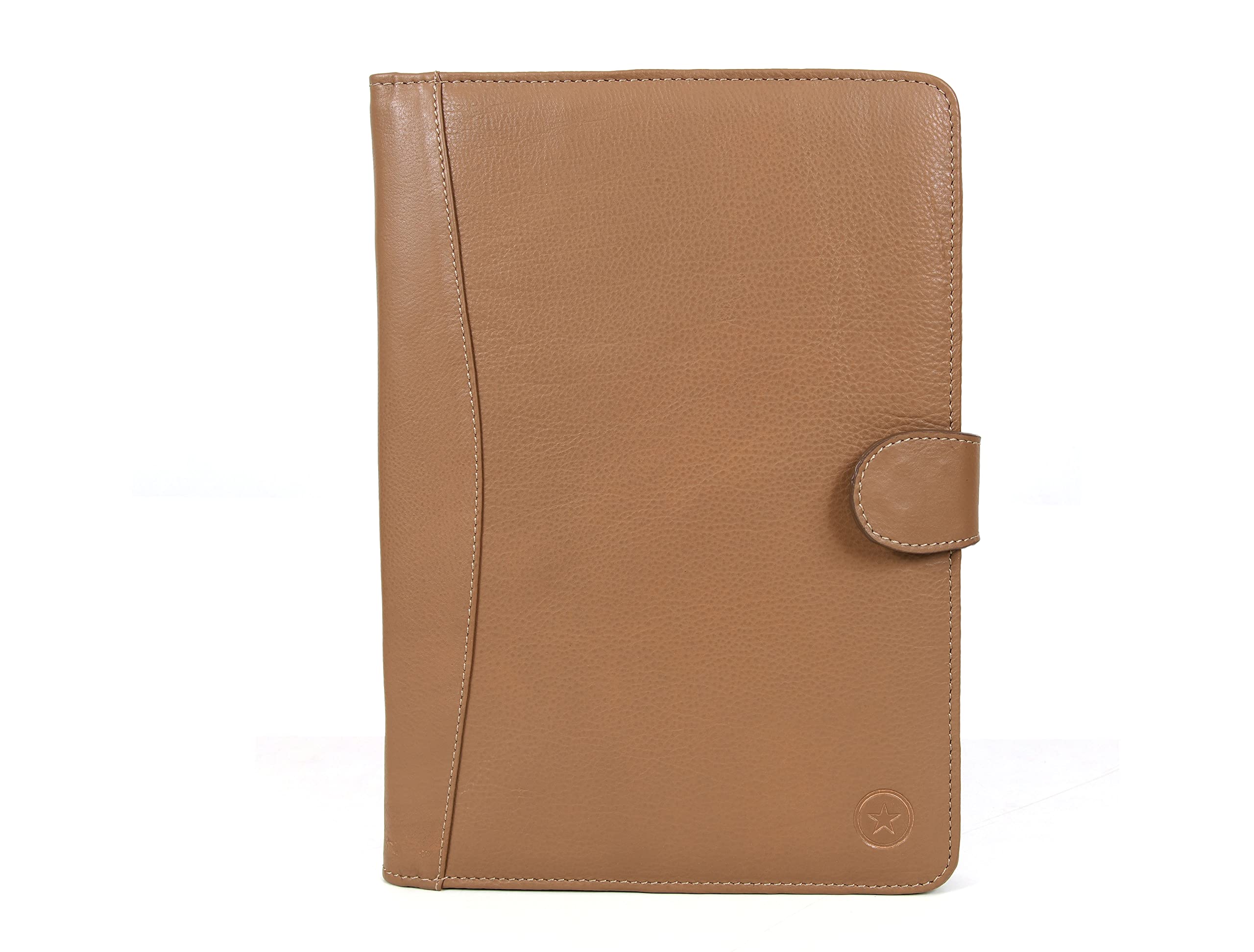 AARON LEATHER GOODS VENDIMIA ESTILOLeather Travel Portfolio | Professional Organizer Men & Women | Tablet Holder Leather Padfolio with Sleeves for documents and Ipad by Aaron Leather Goods Cognac