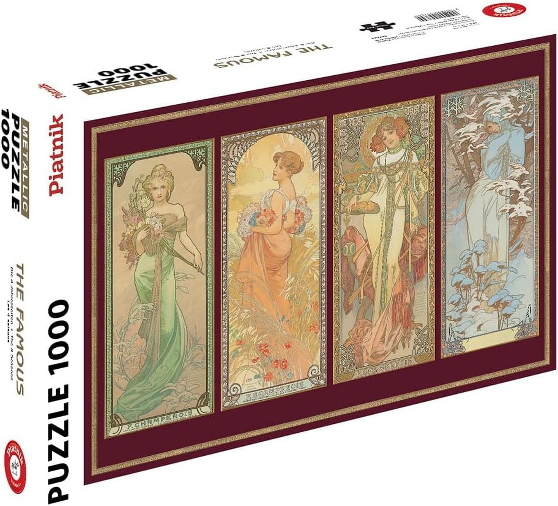 Piatnik 5576 Alfons Mucha 4 Seasons Jigsaw Puzzle 1000 Pieces Metallic