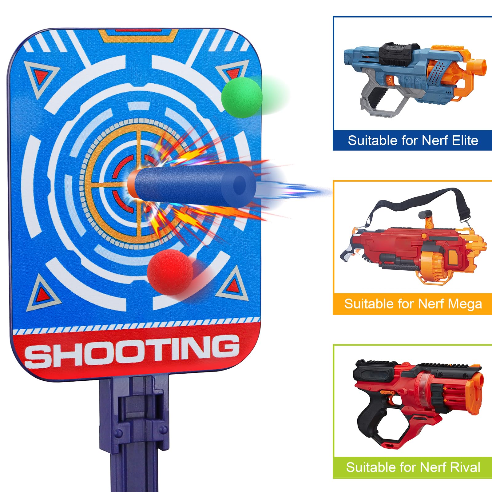 Cible Nerf électronique, Cadeau Ado Garçon 3 4 5 6 7 8 9 10 Ans Jeu Tir Sportif Cible Automatique avec Effet Sonore 20 Fléchettes pour Pistolet Nerf Jouet Enfant Cadeaux Anniversaire Noël Pâques