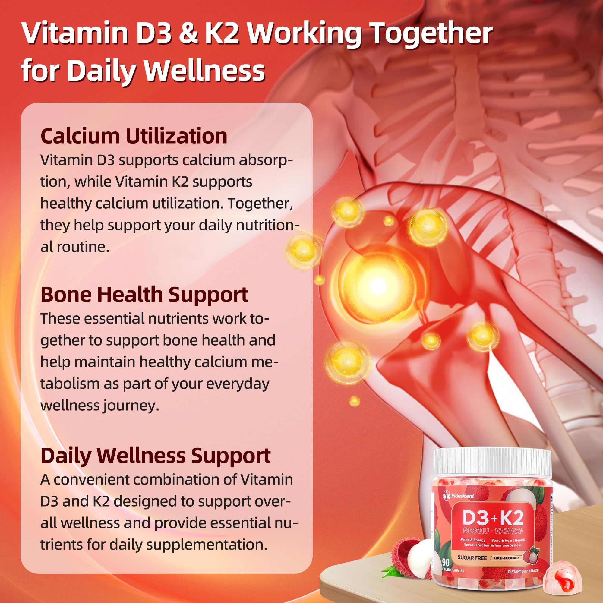 Vitamin D3 K2 Gummies, 5000 IU D3 + 100mcg K2, 90 Count — Amazon image 3