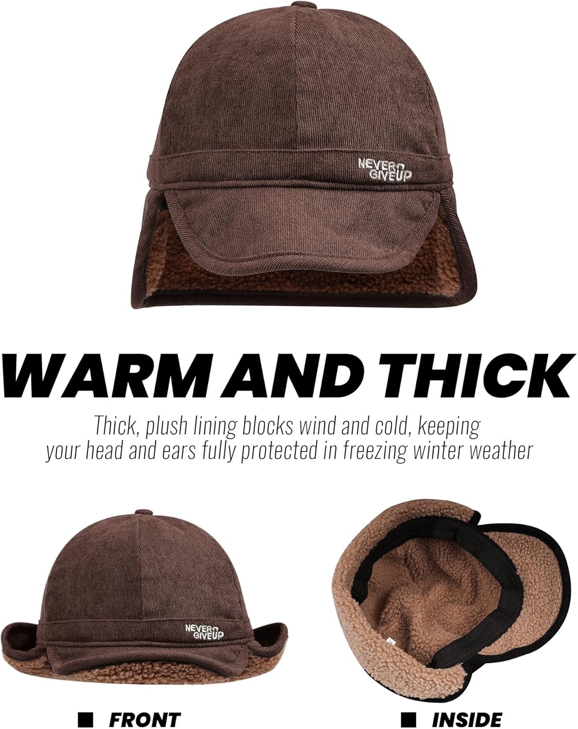 CLAPE Russian Trapper Ushanka Hat Eskimo Warm Pilot Cap Hats Earflaps Baseball Cap Visor Dad Hat for Outdoor Skiing - Image 5