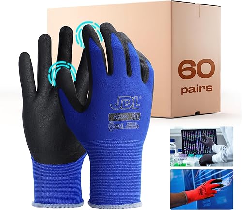 JDL Work Gloves with Micro Foam Nitrile Coated, Touch Screen Compatible,US Patent Seamless Knit Nylon Safety Gloves JDL Work Gloves with Micro Foam Nitrile Coated, Touch Screen Compatible,US Patent Seamless Knit Nylon Safety Gloves