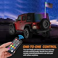 Vista 5 de Nilight 1 pieza de 4 pies de luz LED de látigo en espiral RGB con luces RGB persiguiendo/bailando, control remoto RF, antena iluminada para Can-am