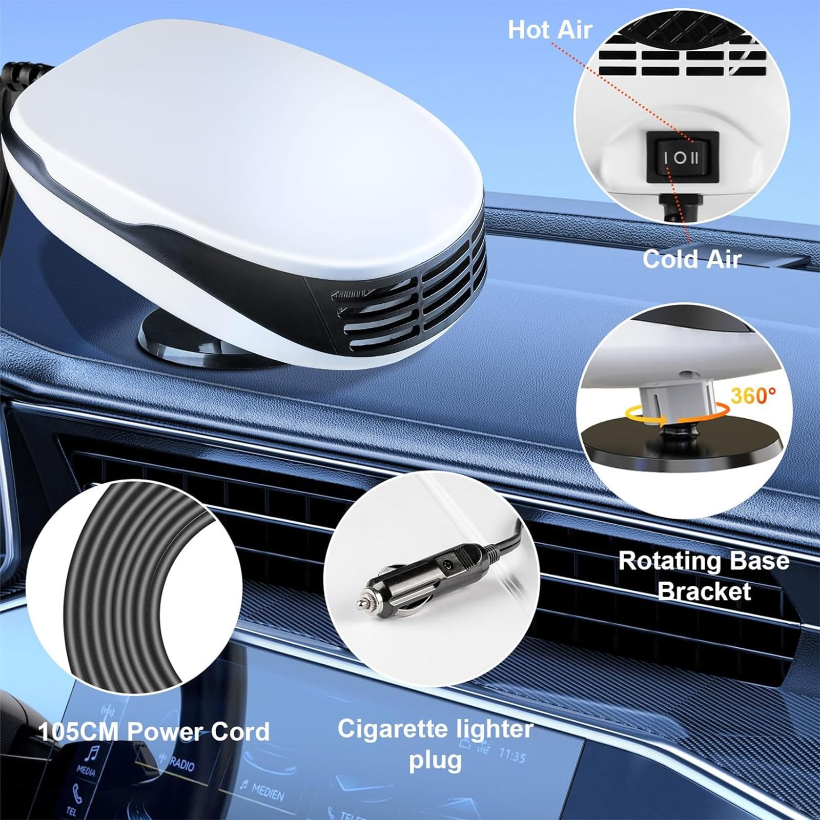 Amazon.com: Diesel Heater, Portable Car Heater with Anti-slip Base, 2 In 1  Fast Heating or Cooling Fan, 360° Rotatable Base and Adjustable Stand  Angle, Comfortable To Use and Low Noise, For Truck