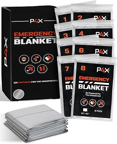 PREPARED4X Mylar Blankets 8 Pack - Waterproof Emergency Blanket - Rip and Tear Resistant Survivalist Gear - Emergency Thermal Blanket for Outdoor