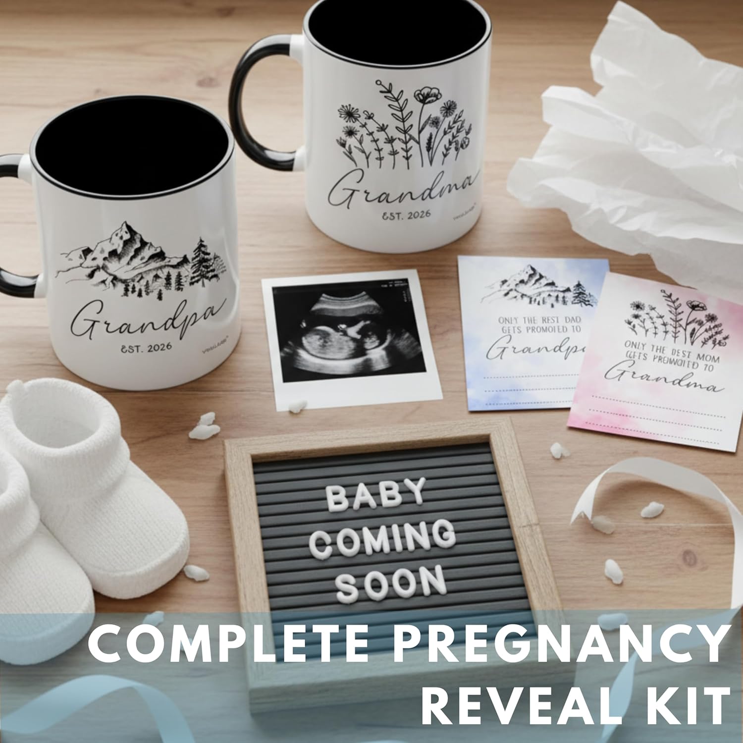 Vivulla68 Promoted to Grandparents Mug 2026 with Greeting Card – Christmas Pregnancy Announcement Gift for New Grandma and Grandpa – First Time Grandparents Coffee Cup, Grandma And Grandpa Mugs - Image 7