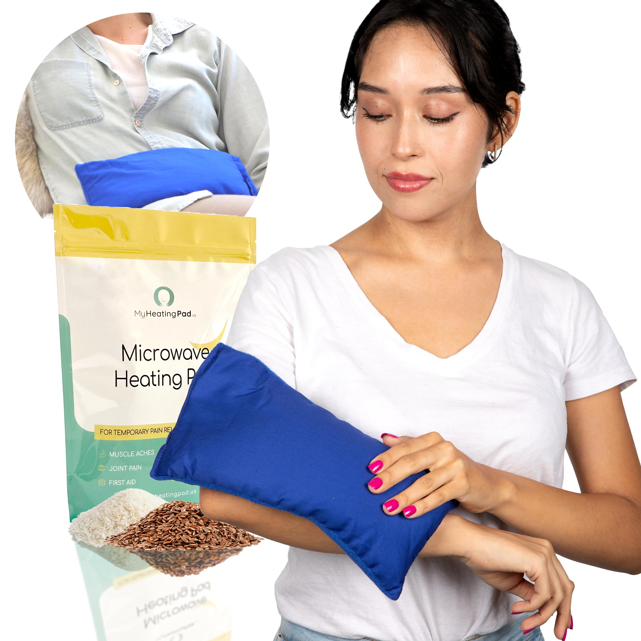 My Heating Pad - Microwavable Heat Pads for Pain Relief | Microwave Heating Pack | Hot Bags, Weighted Heat Compress Pillow- Blue…