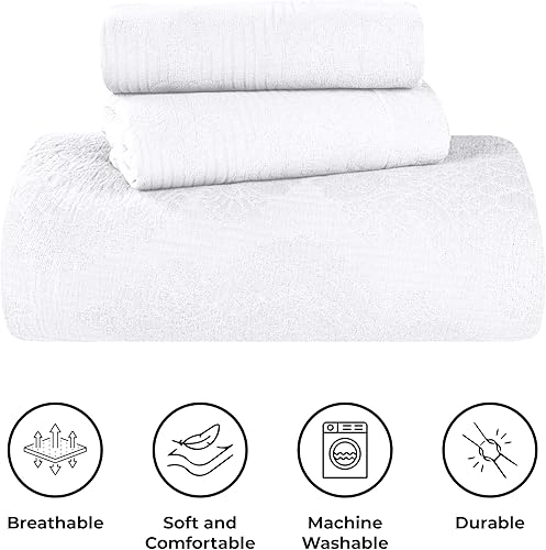 Miniatura 5 de Superior Juego de colcha de algodón de 3 piezas, decoración de cama para el hogar, ropa de cama cálida, 1 colcha de gran tamaño, 2 fundas de