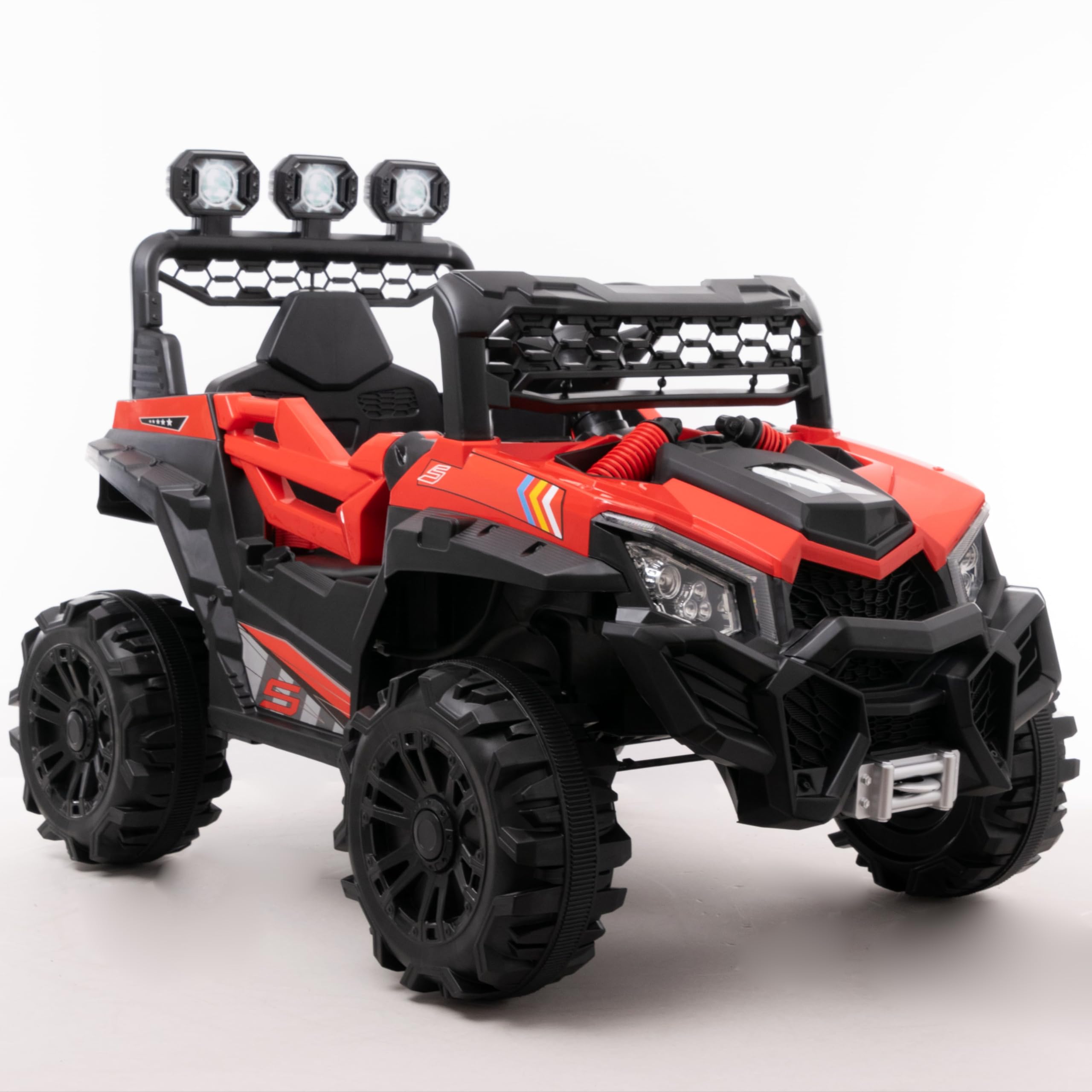 WITIT Auto Automobile ELETTRICA Radiocomandata ATV off-Road per Bambino Bambina Bambini XSD-1265 12V 4,5Ah Blu o Rossa 2 Motori, Bluetooth, USB, LED, Telecomando, carico Max 30 kg (Rosso)