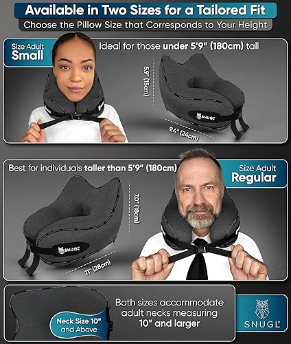 Miniatura 5 de SNUGL Almohada de viaje para el cuello - Almohada de espuma viscoelástica para avión - Almohada de vuelo  Almohada de viaje con soporte para el
