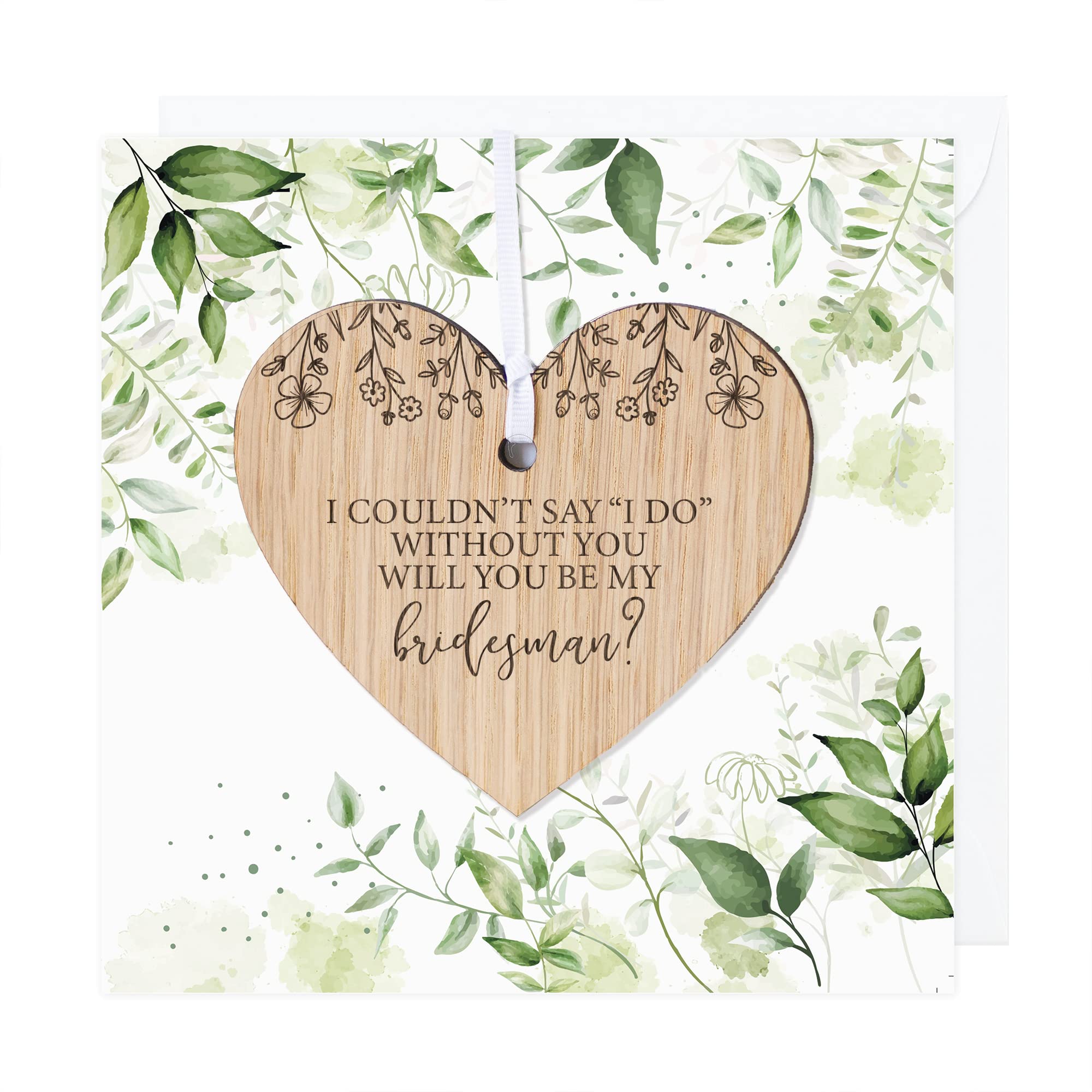 Will You Be My Bridesmaid/Maid of Honour/Flower Girl Card with Wooden Heart Plaque Decoration Keepsake - Bridesmaid Proposal Gift (Green, Bridesman) โ image 1