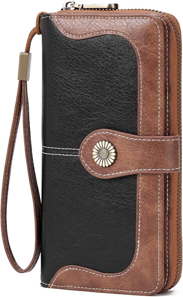 FALAN MULE Womens Wallet RFID Blocking Large Capacity Bifold Leather Credit Card Holder with Zipper Pocket Purse