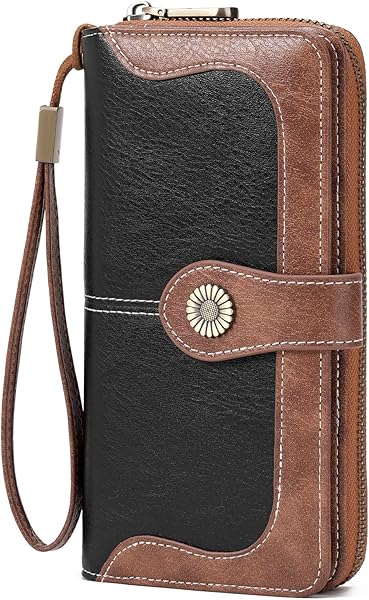 FALAN MULE Womens Wallet RFID Blocking Large Capacity Bifold Leather Credit Card Holder with Zipper Pocket Purse