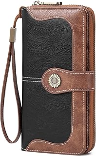FALAN MULE Womens Wallet RFID Blocking Large Capacity Bifold Leather Credit Card Holder with Zipper Pocket Purse