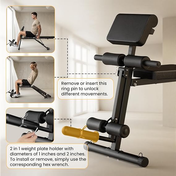 Steelite Adjustable Weight Bench for Home Gym, Folding Workout Bench with Leg Extension and Leg Curl, 770 lbs Multifunction Weight Bench for Training