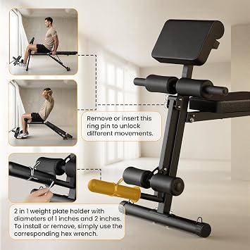 Steelite Adjustable Weight Bench for Home Gym, Folding Workout Bench with Leg Extension and Leg Curl, 770 lbs Multifunction Weight Bench for Training