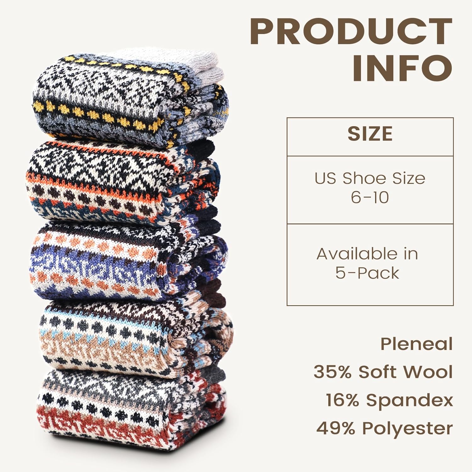 Pleneal Wool Socks for Women - Winter Warm Thick Knit Soft Cozy Boots Socks - Image 3