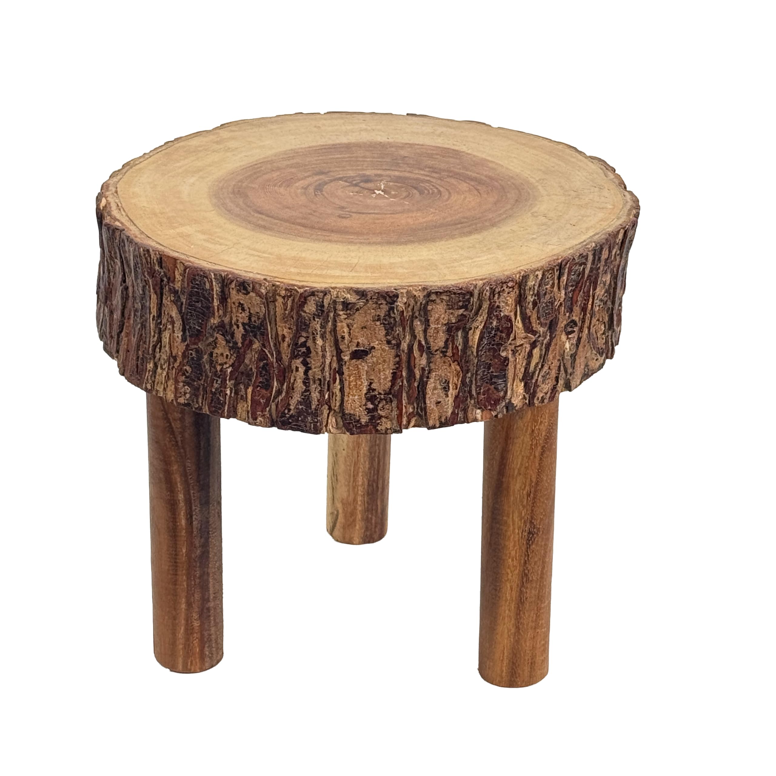 Crafty Artisan Rustic Tree Trunk Slices Wood Three Legged Plant Stand, Vase Stand, Display Stand, Perfect for Home Decor in Any Room, Furniture (natural)