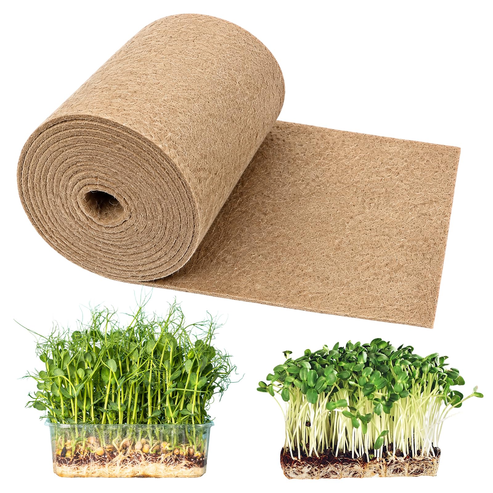 Uoeo 1 Roll 10" X157 Microgreen Grow Mat Natural Fiber Grow Mats Grow Kit