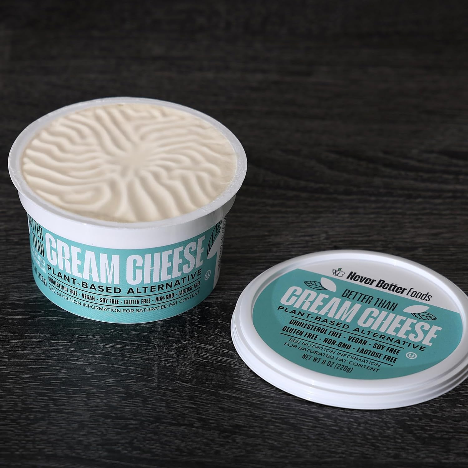 Never Better Foods Plant-Based Cream Cheese – Dairy-Free, Vegan, Allergen-Free – 8 x 8 oz Convenient Home Pack (64 oz Total)