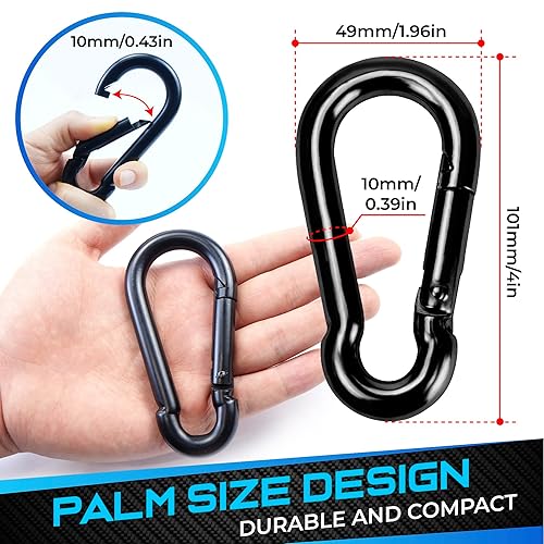 Miniatura 8 de PAMAZY 12 ganchos de resorte de 2 pulgadas, clip de mosquetón, conector de cuerda resistente, mosquetones de enlace rápido, ganchos de resorte para