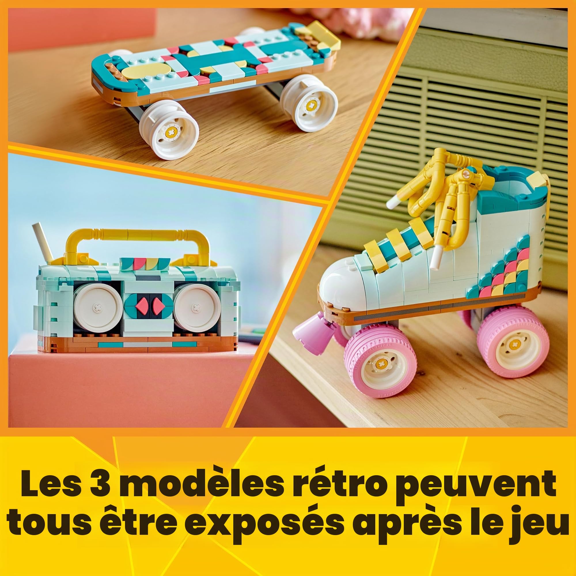 LEGO Creator Les Patins à roulettes Rétro, Jouet pour Filles et Garçons & Creator 3-en-1 L’Appareil Photo Rétro, Jouet avec 3 Modèles pour Filles et Garçons, Déco de Bureau et de Chambre