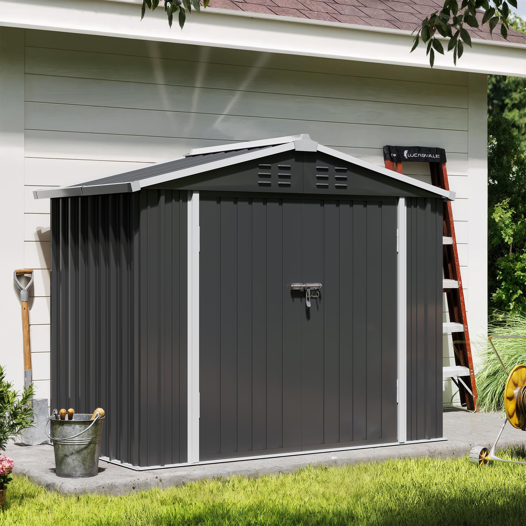 Amopatio Abri de Jardin Metal 196 x 119 x 185cm Cabane de Jardin Exterieur Acier galvanisé Noir