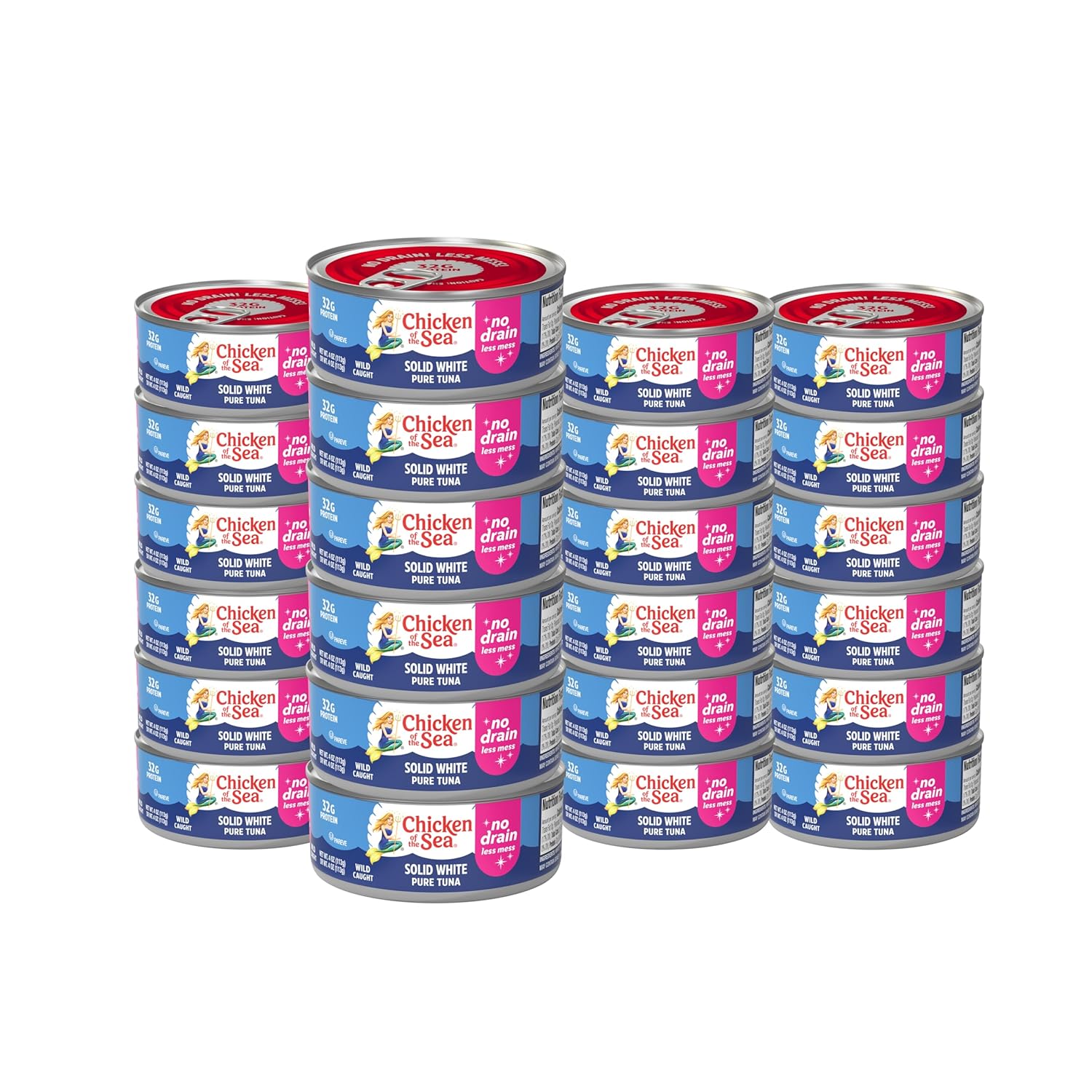 Chicken of the Sea Solid White Pure Tuna, Wild Caught, No Drain, 4 oz. Can (Pack of 24)