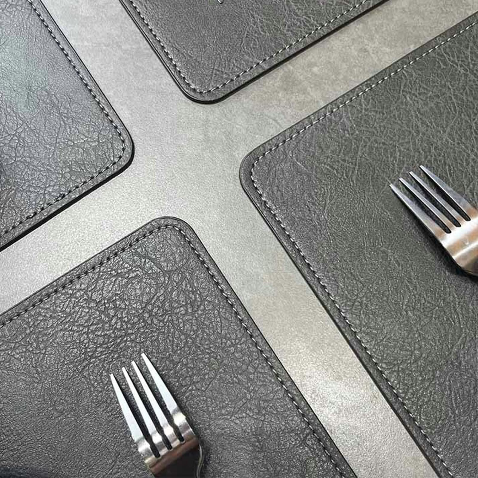 Manteles individuales de mesa, 8 manteles individuales rectangulares de 18 x 12 pulgadas, color gris y azul marino