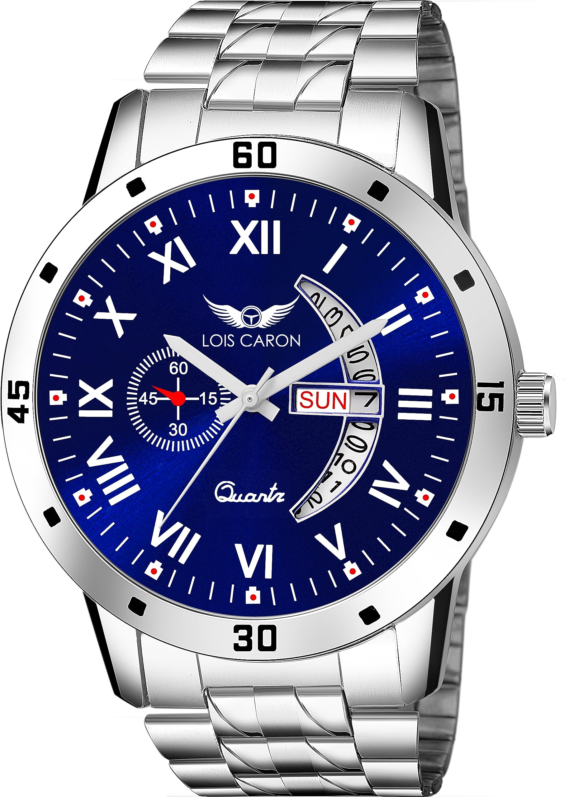 LOIS CARON Day & Date Functioning Steel Strap New Quartz Analog Watch - for Men (LCS-8302) (B0CGRLSZ7W) Amazon Price History, Amazon Price Tracker