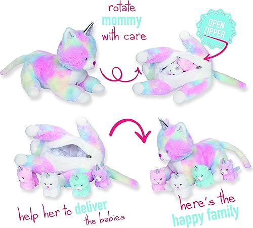 Miniatura 5 de Snugababies - Dinosaurio y unicornio gatito animales de peluche para niñas de 3, 4, 5, 6, 7, 8 años dinosaurio de peluche con 3 dinosaurios,