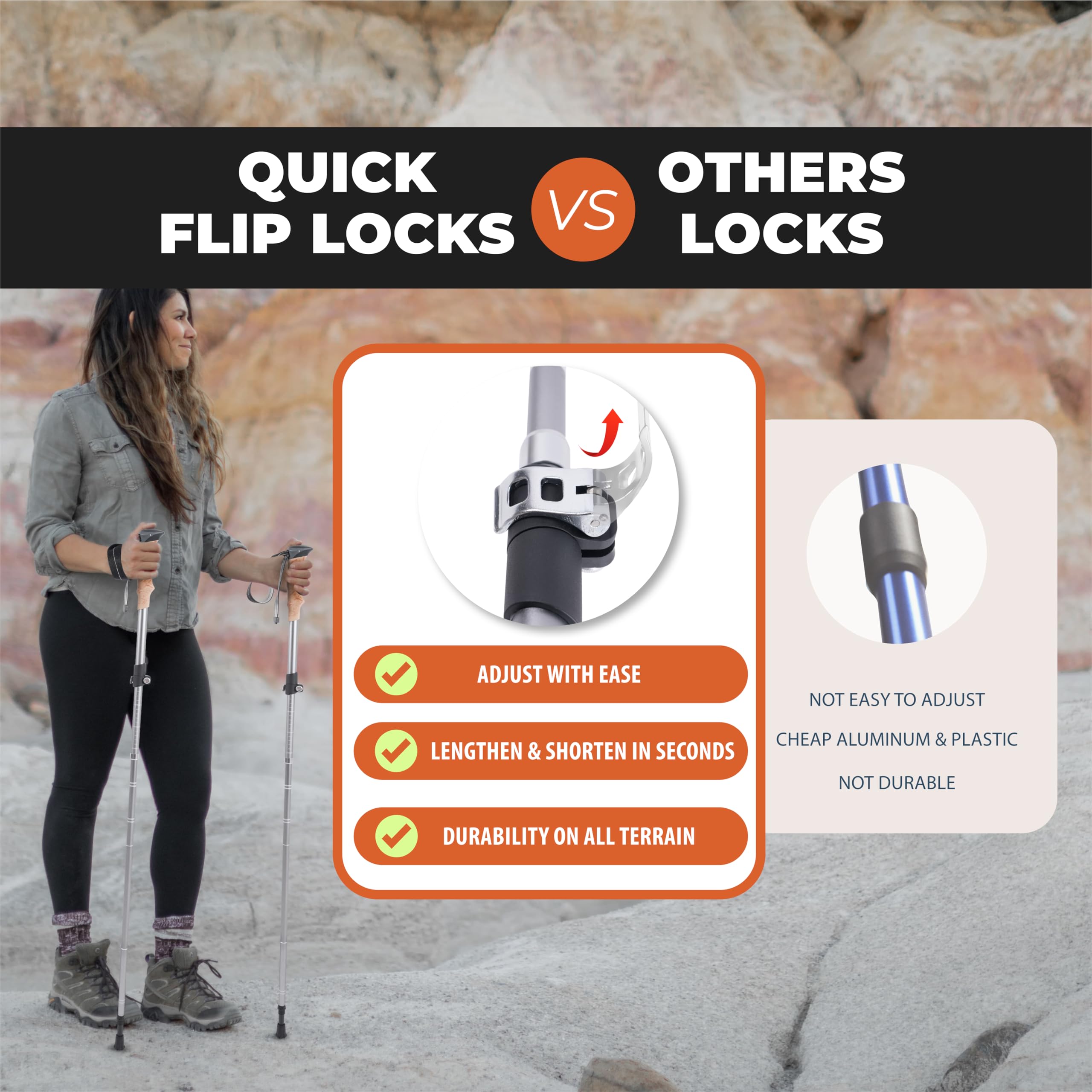 COPPIA BASTONI DA TREKKING TELESCOPICO REGOLABILE ESCURSIONI Passeggio 63 135cm 94545119 - Foto 2