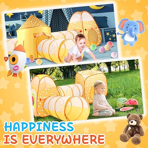 Miniatura 5 de AROIC Tienda de campaña de juego para niños con gran hoyo de bolas, túnel de gateo, cubo, tiendas de campaña de princesa para niños pequeños,