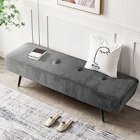 Vista 21 de Banco de entrada, banco beige para dormitorio, moderno extremo otomano de cama, bancos acolchados de pana para sala de estar, vestíbulo, vestíbulo