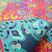 Vista 5 de Lush Decor Juego de funda de edredón reversible de algodón de 3 piezas, estilo bohemio, chic, matrimonialqueen, turquesa y azul marino