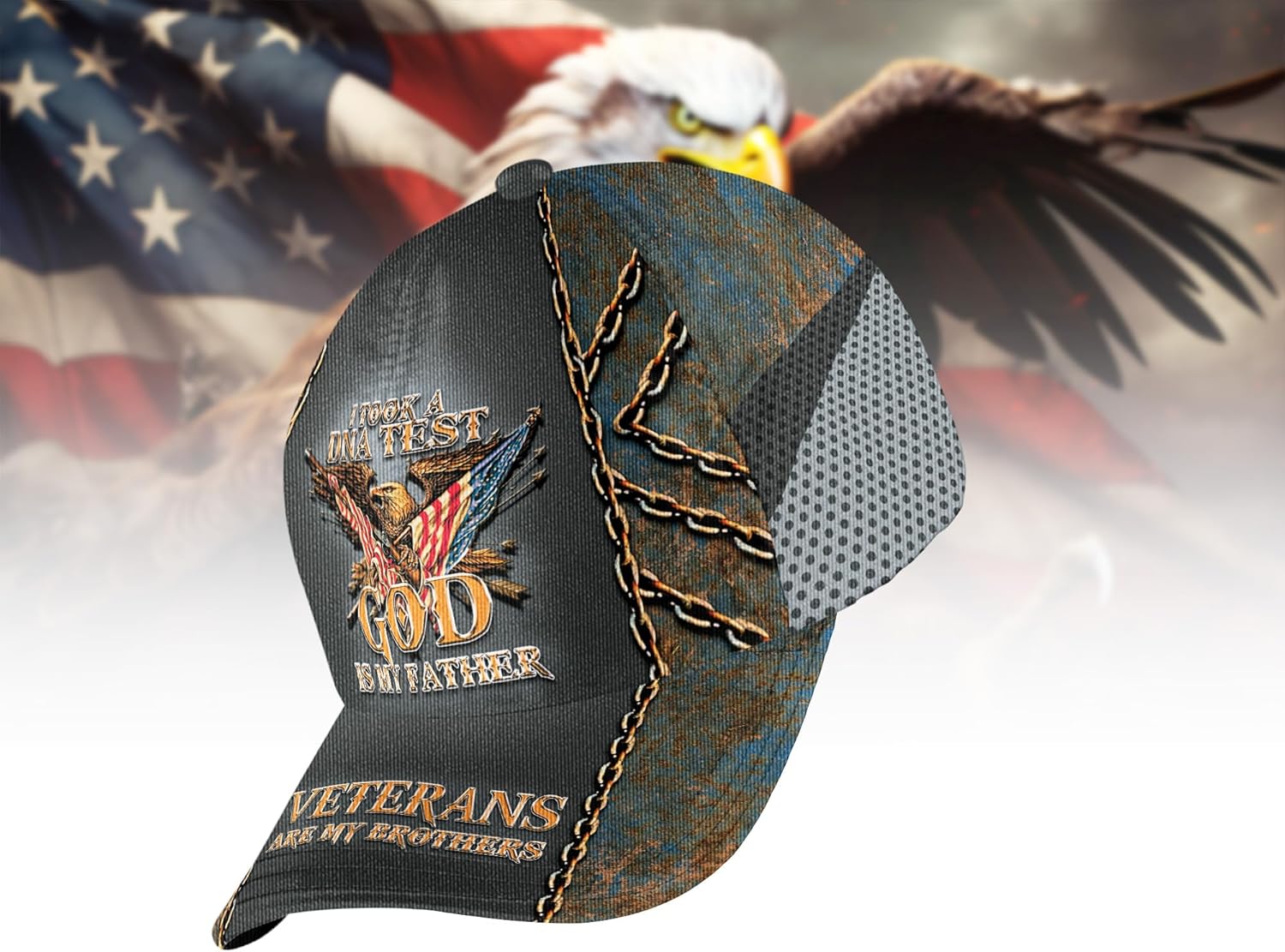 Veterans Baseball Hat - Men's Cap with Eagle Pattern, Gift Idea for Veterans Day, Memorial Day - Image 8