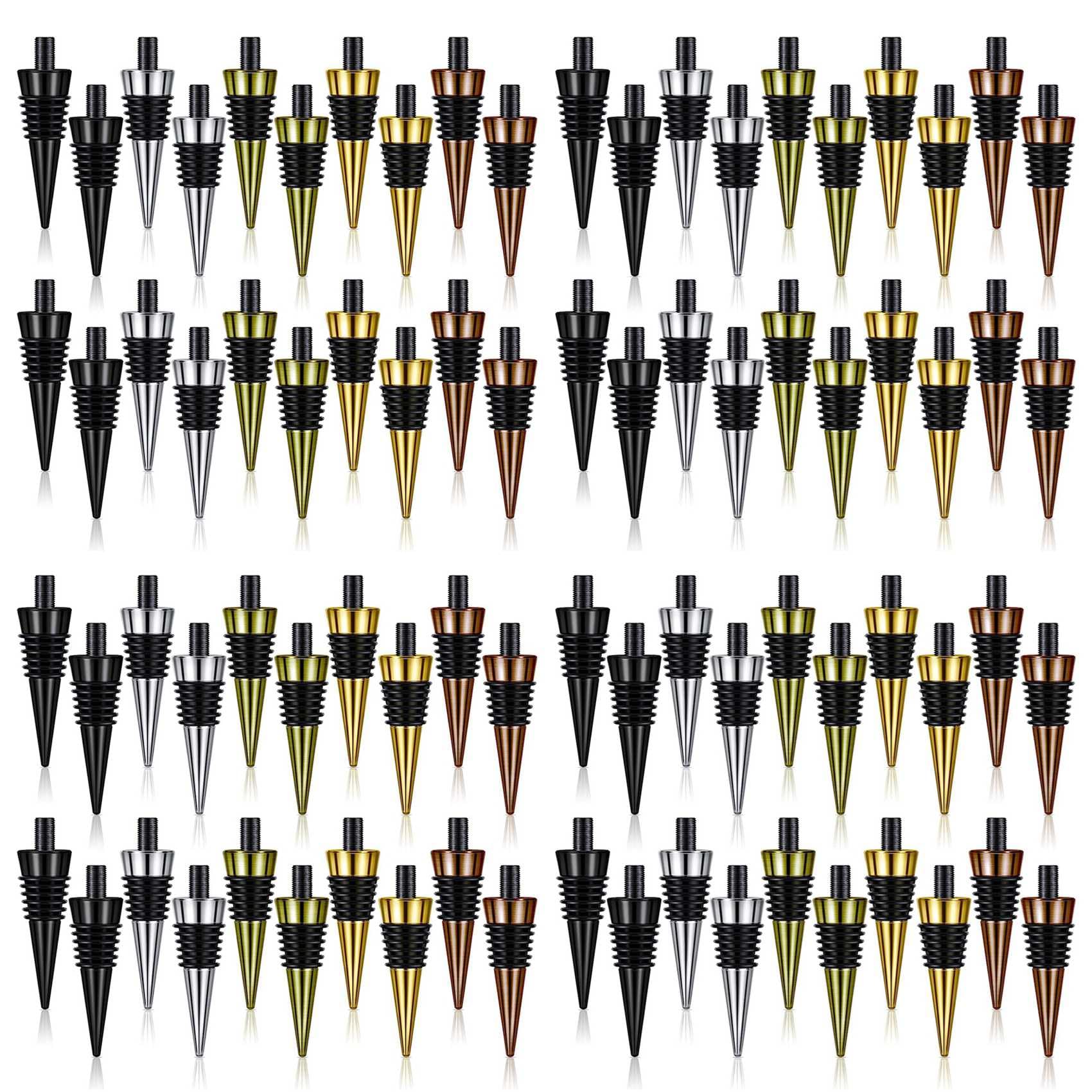 Hndhbfgrt 80Pieces Blank Bottle Stopper with Threaded Post Metal Wine Stopper Inserts Set Hardware for Wood Turning DIY Project